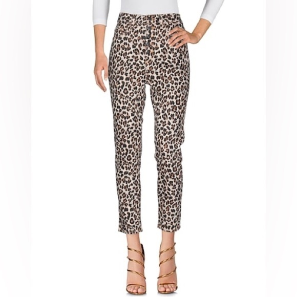 Veronica Beard Pants - Veronica Beard Leopard Print Ankle Pants - Beige, Black